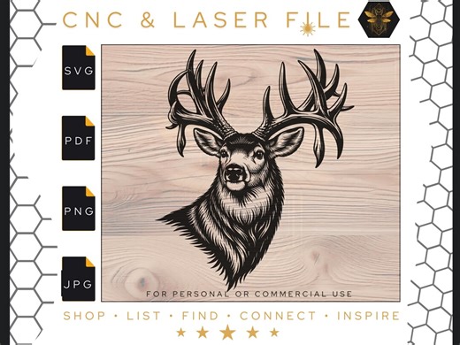 Mule Deer Buck SVG File | Laser Cut Vector (digital Download - Etsy