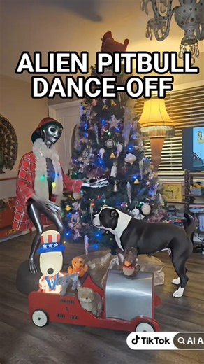 👽 ALIEN & JAKE THE PITBULL DANCING TO THE CHRISTMAS SPIRIT! #christ #alien #pitbull #christmas #dog