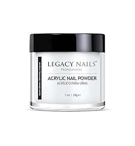 LEGACY NAILS Professional Clear Acrylic Powder - 30g / 1oz., Fast-Drying Formula for Nail Extensions, Sculpting & Overlays, Salon-Grade, Long-Lasting Finish