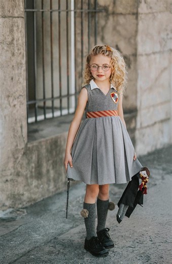 Girls Wizard School Uniform Dress | Gryffindor-inspired Costume | Toddler to Tween Book Character Outfit | Halloween Cosplay or Dress-up - Etsy