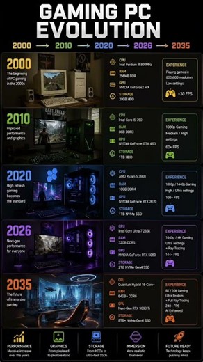 Gaming PC Evolution: 2000 → 2010 → 2020 → 2026 → 2035 🚀