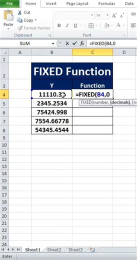 FIXED Function in Excel | Format Numbers with Fixed Decimals #ytshorts