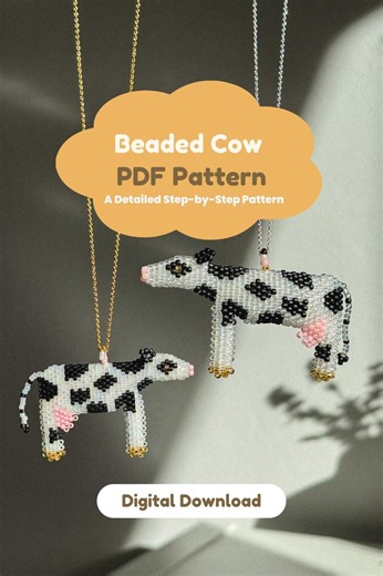 3D Beaded Cow PDF Pattern | Peyote & Brick Stitch Tutorial | DIY Animal Charm | Adventurous Beginner Bead Pattern - Etsy
