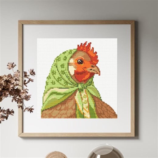 Chicken Portrait – Cross Stitch Pattern: Farm Animal Embroidery (PDF Download) - Etsy