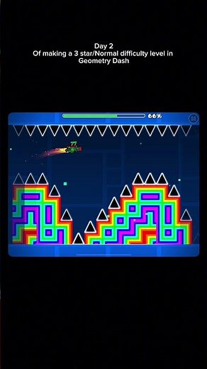 Day 2 of making a 3 star/Normal Difficulty Level in Geometry Dash #geometrydash #videogames #mobile