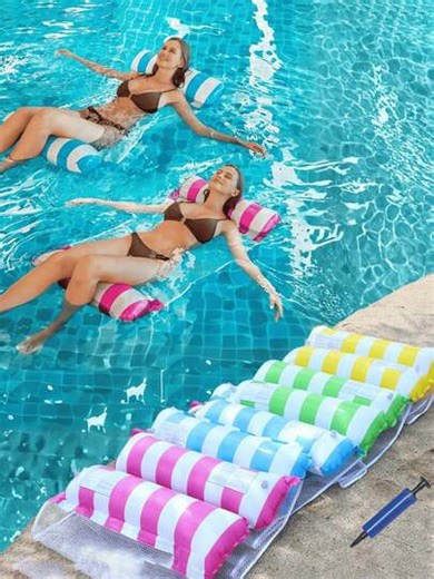 Adult PVC Inflatable Float, Pool Lounger, Pool Floaties For Adults, Pool Floaties, Tanning Bed, Pool Floats, Suitable For Pools And Beaches, Portable, No Electricity Required, Comfortable, Durable, Lightweight, And Quick-Inflating, Suitable For Adults. (Includes Random Color Air Pump) | SHEIN