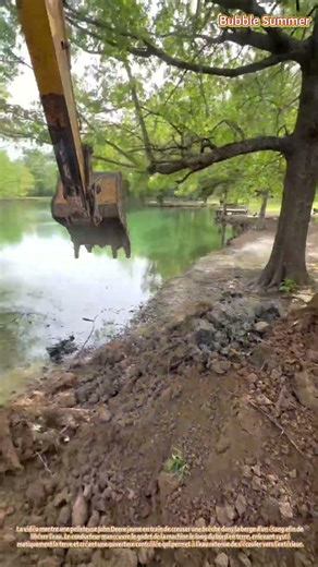 Création d'un canal de drainage dans la berge d'un étang