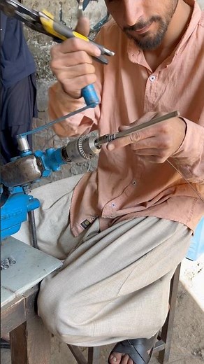 Simple Iron Wire Spring Making on Drill Machine | DIY Workshop Skill #shorts