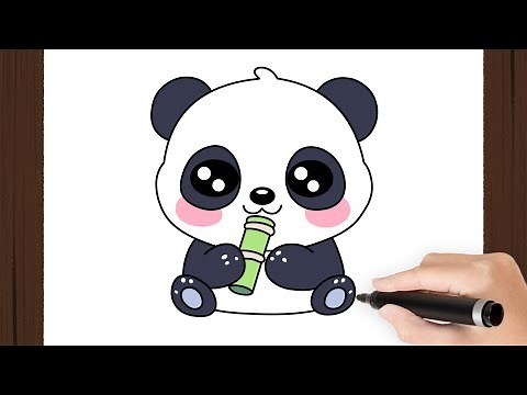 How To Draw a PANDA WITH BAMBOO KAWAII I Easy