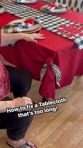 How to fix a tablecloth that's too long! Thanks for watching 🎄 #balisti #decoratingtips #christmasdecorideas #decoratingforchristmas #diy | Momma Balisti
