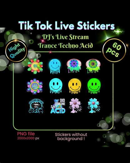 Pakiet Kolekcja Naklejek PNG Tik Tok Transmisja Na Żywo Dla Fanów I Subskrybentów Wysoka Jakość 60 Sztuk Dla DJ Muzyczny Vibe, Techno Trance - Etsy