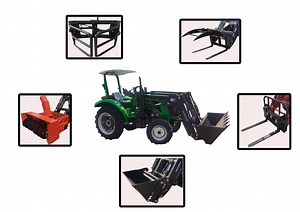 [Hot Item] Mini 4 Wheel Tractor Front End Loader Can with Dozer Blade Forklift Snowblower Backhoe Excavator