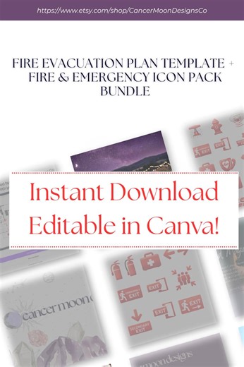 Fire Evacuation Plan Template | Editable Canva Emergency Map (digital Download) - Etsy