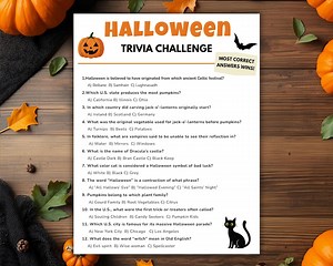 Halloween Trivia Game, Printable Halloween Trivia Quiz for Kids and Adults, Halloween Classroom Party Games, Halloween Office Party - Etsy