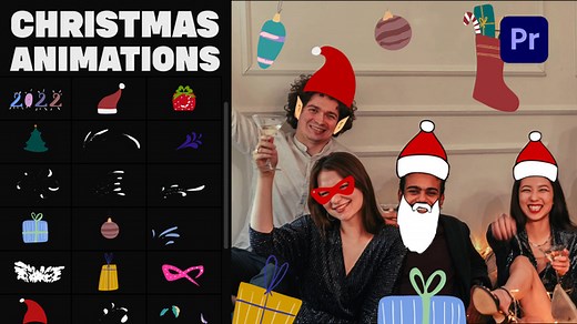 Christmas Mask And Sticker Animations for Premiere Pro