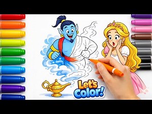 Draw & Color a Genie and Princess 🧞‍♂️👑 | Step-by-Step for Kids