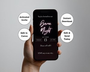 Let's Play! Cozy Game Night Invitation, Fun Friends Game Night Evite, Editable Digital Card, Animated Video Template, Canva Party Invite - Etsy