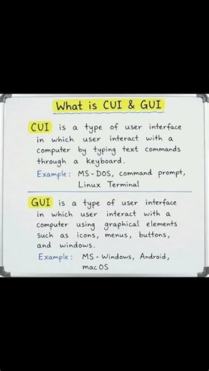 Difference in CUI & GUI ll Easy Learning #coaching by Pooja #computereducation