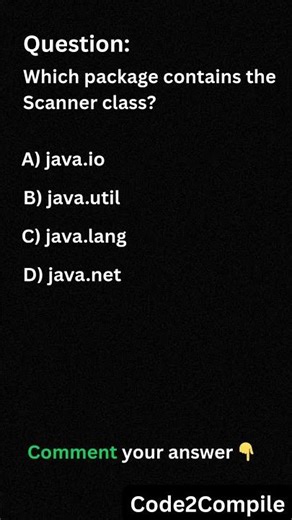 Java Quiz #23❓ Scanner Class Package | Code2Compile