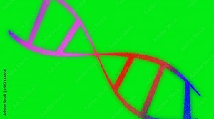 DNA molecule structure helix human Science genetic Biotechnology. DNA string wireframe debrises spiral. digital plexus human genome DNA Medical research. DNA chain construction Green screen animation.