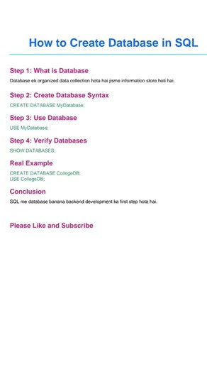 How to create database in SQL | #trendingshorts #cyberjiraiya #sql #sqldatabase