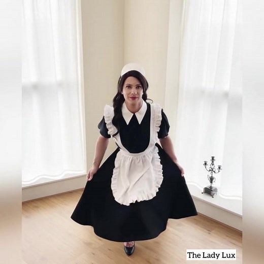 Crossdress Maid Victoria: Proper Curtsy in Custom Uniform