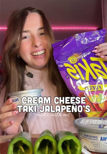 making cream cheese & taki stuffed jalapeño's! 🌶️ #takis #creamcheese #jalapeno #Recipe #erinmucks @Takis