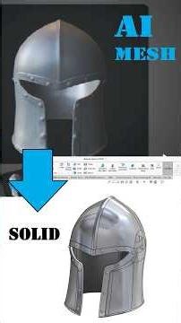 Retopoligy of Barbute Helmet from AI Mesh in SolidWorks, using Power Surfacing #shorts#reverse#mesh