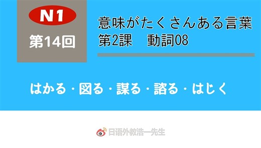 【日本外教录制】新完全掌握 日语能力考试N1级词汇 学习14 はかる・図る・謀る・諮る・はじく