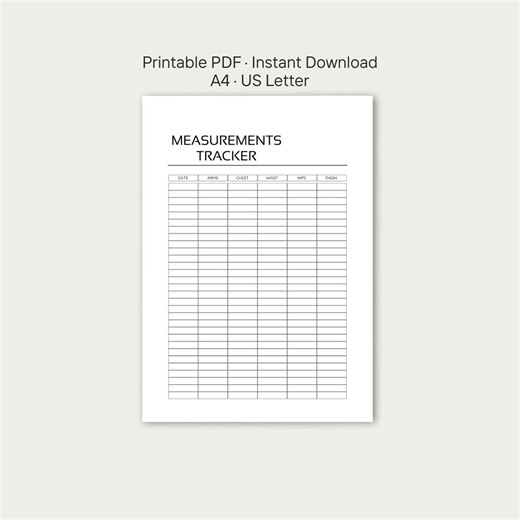 Body Measurements Tracker Printable | Weight Loss Measurements Log PDF | Simple Fitness Tracker | Instant Download - Etsy