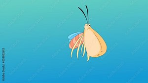 Flying insect, cartoon bug background and 2d animation, creature flying