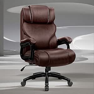 Office Chair, Ergonomic Big and Tall 500lbs Computer Desk Chairs, Heavy Duty Executive Breathable Leather Chair with Adjustable High Back, Lumbar Support Swivel PC Chair