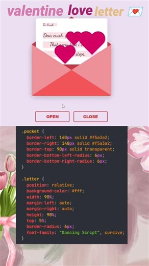 valentine love letter 💌 using #html #CSS #JavaScript ||