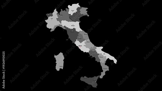 Vector map of Italy with names of cities and with borders city