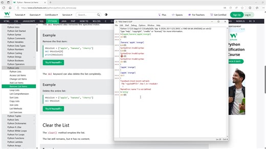22列表5删除列表值 W3Schools Remove List Items