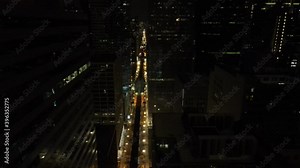 Downtown chicago Illinois aerial night view