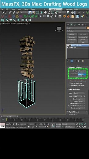 Quickly Fill Space with Wooden Planks using MassFX in 3Ds Max #shorts #3dsmax #tips #MassFX