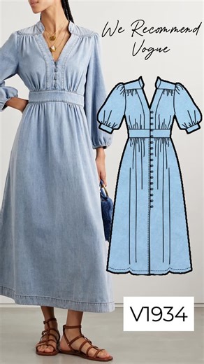 Simplicity McCalls Patterns UK | Sew the look with Vogue 💙⁠ ⁠ Recreate this Zimmermann denim dress of dreams with #V1934. This pattern features very similar design details,... | Instagram