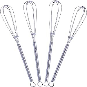 4 Pcs 7 Inch Mini Whisk | Small Wire Kitchen Whisks - Small Sizes Make for Easier Whisking Action