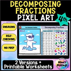 Decomposing Fractions Pixel Art Activity - Differentiated & Self Checking