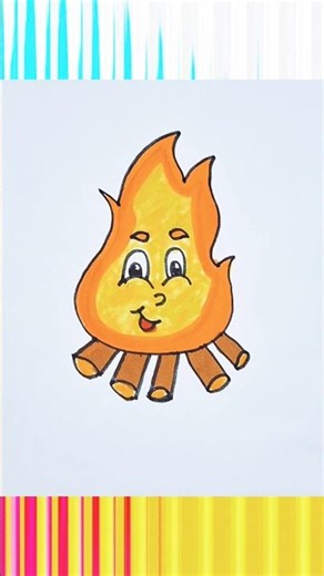 Cute Fire Drawing 🔥 | Easy Bonfire Drawing for Kids