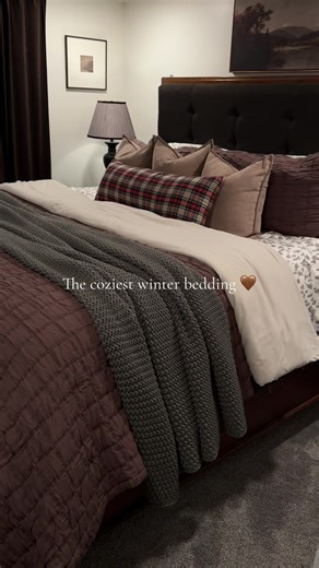 This chocolate quilt set is so good! All the things to create the perfect cozy bedding is 🔗 in my b i 0. #beddinginspo #bedroom #winter #cozy #smallhome