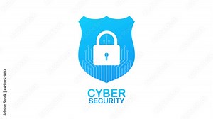 Cyber security logo with shield and check mark. Security shield concept. Internet security. Motion graphics.