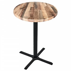 Holland Bar Stool OD211-3030BWOD30RRustic 30" Round Rustic Wood Laminate Outdoor / Indoor Standard Height Table with Cross Base