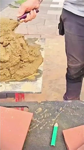 The process of installing bricks with precision using a ruler #shorts