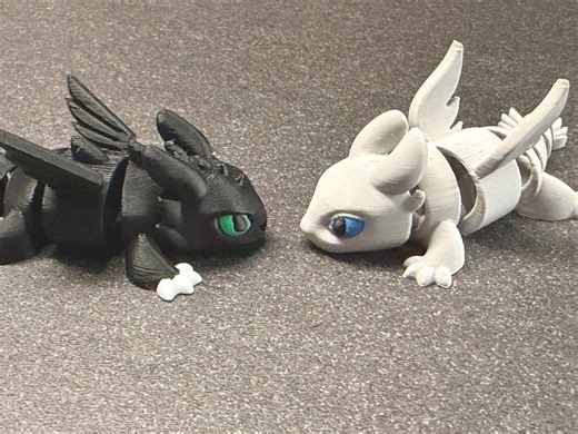 Night Fury & Light Fury Dragon Pair, 3D Printed Articulated Toys - Etsy