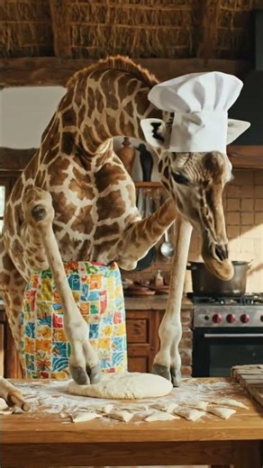 Mother giraffe cook maandazi