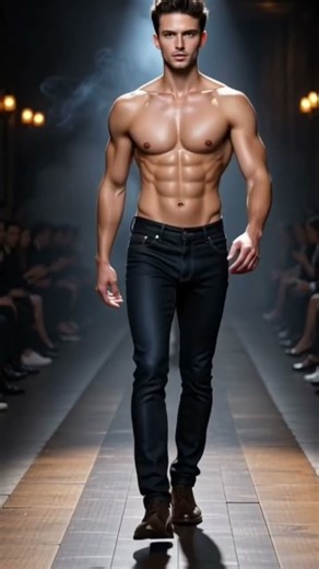handsome model walk runway wear classic jeans #fashion #model