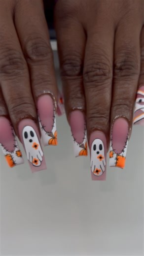 ✨ Serving spooky but make it cute! 🎃🕸️ Halloween nails are officially in season. Who’s ready for ghostly glam? . . . #HalloweenNails #SpookySeason #NailArt #glamdbyannick #blacknailtech #explore #explorepage #acrylicnails #bombnails #longnails #houstonnails #htxnails #htxnailtech #handpaintednails #miaminails #nails #trendingnails #virlnails | Glamd By Annick