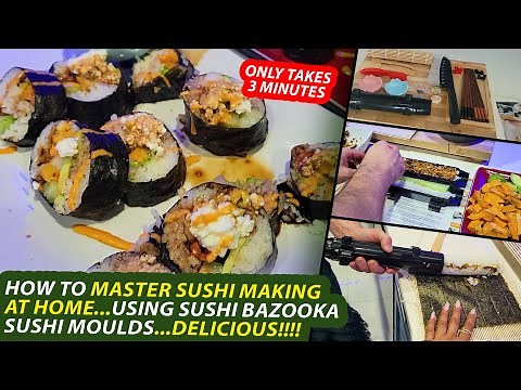 Sushi Making Kit Review! How to Use Sushi BAZOOKA & Home Sushi Making Kit